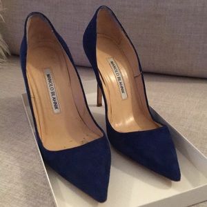 Manolo Blahnik Blue Suede Pumps